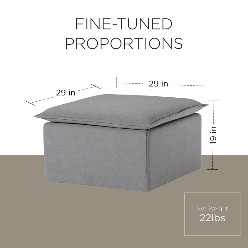 Maven Lane Claude Rustic Ottoman in Slate Fabric Upholstery