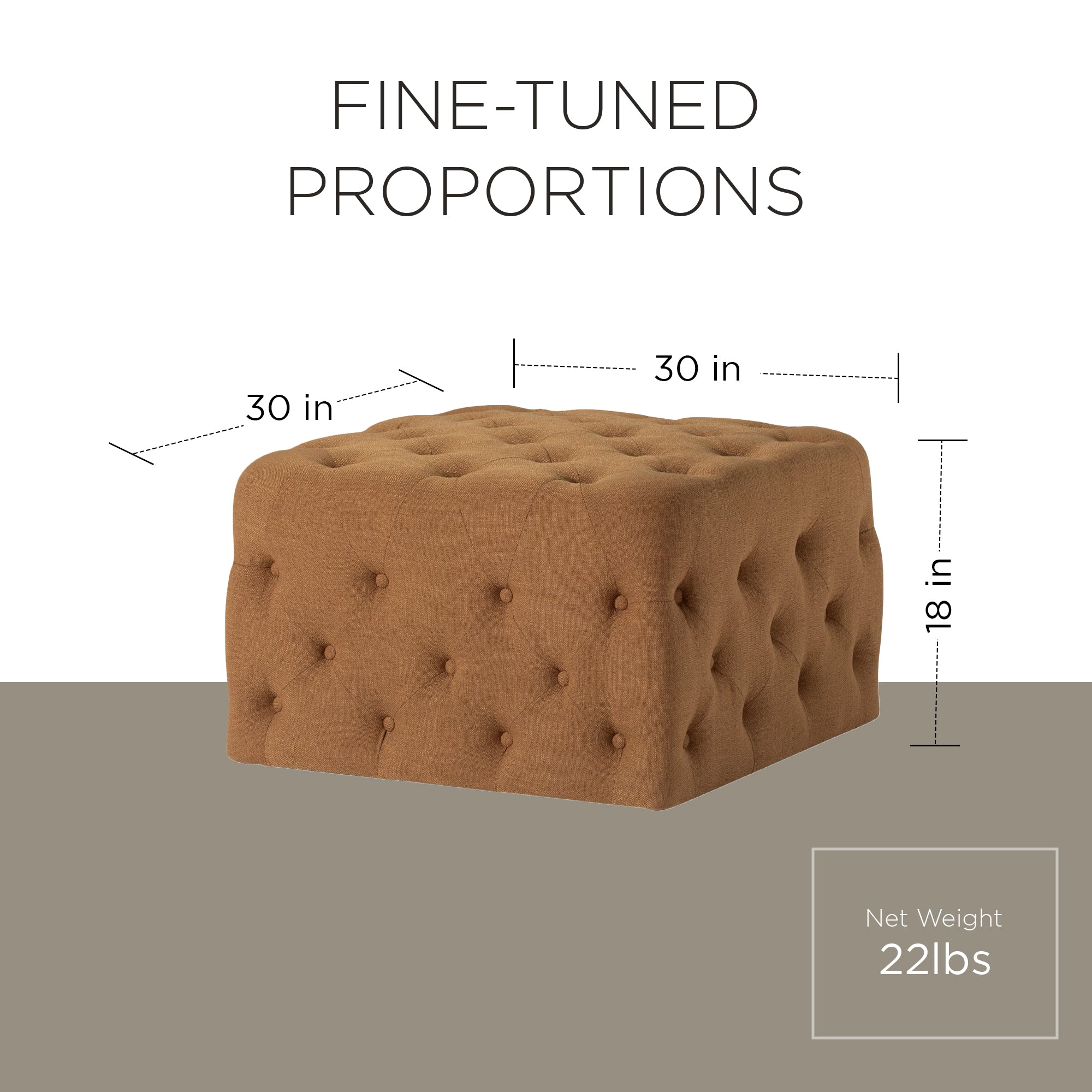 Maven Lane Henry Traditional Ottoman in Clay Fabric Upholstery (Used) - VMInnovations