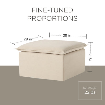 Maven Lane Claude Rustic Ottoman in Taupe Fabric Upholstery