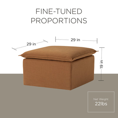 Maven Lane Claude Rustic Ottoman in Clay Fabric Upholstery (Used) - VMInnovations