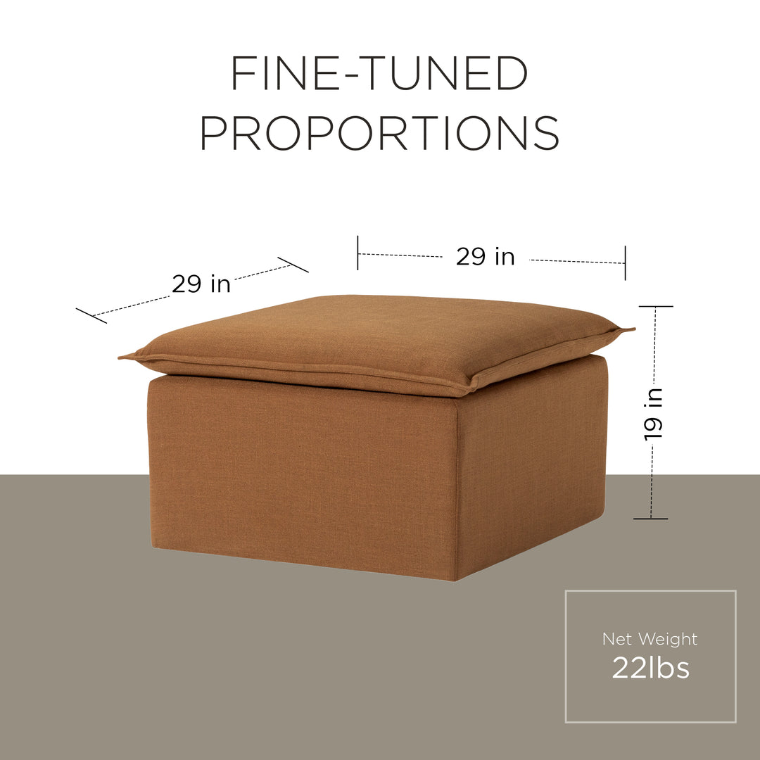 Maven Lane Claude Rustic Ottoman in Clay Fabric Upholstery