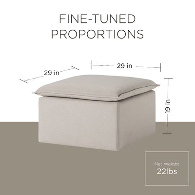 Maven Lane Claude Contemporary Ottoman in Dove Fabric Upholstery (Open Box) - VMInnovations