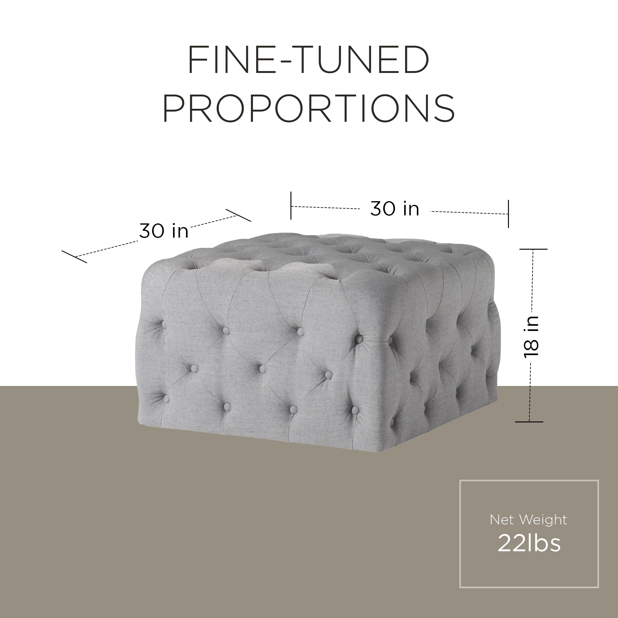 Maven Lane Henry Traditional Ottoman in Slate Fabric Upholstery - VMInnovations