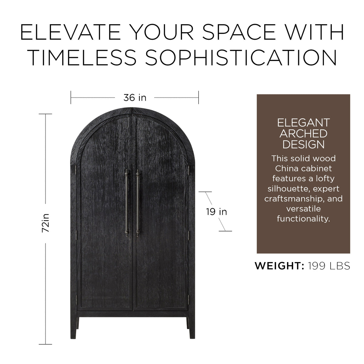 Maven Lane Selene Classical Wooden Cabinet in Antiqued Black Finish (For Parts) - VMInnovations
