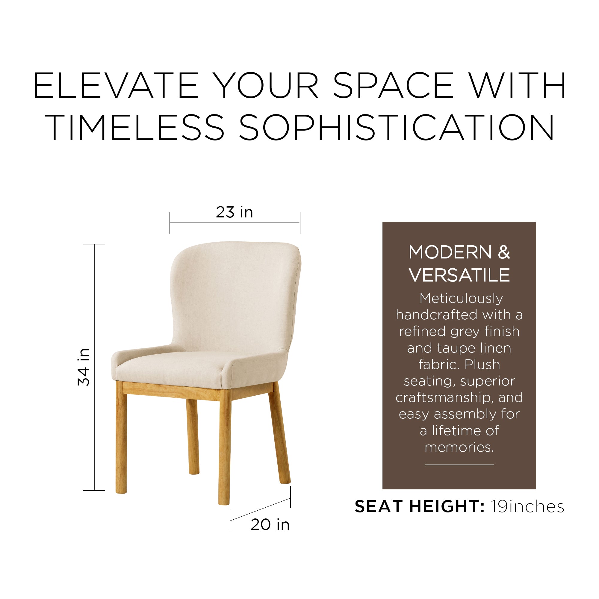 Maven Lane Gia Contemporary Dining Chair, Refined Natural Finish w/Fabric (Used) - VMInnovations