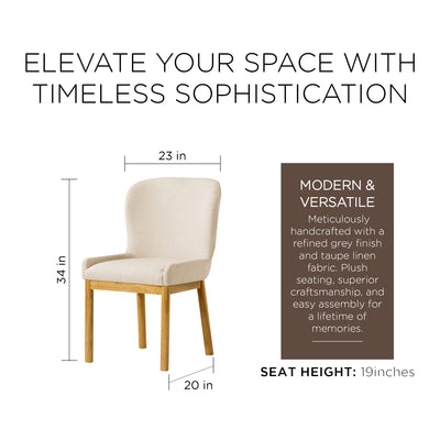 Maven Lane Gia Contemporary Dining Chair, Refined Natural Finish w/Fabric (Used) - VMInnovations
