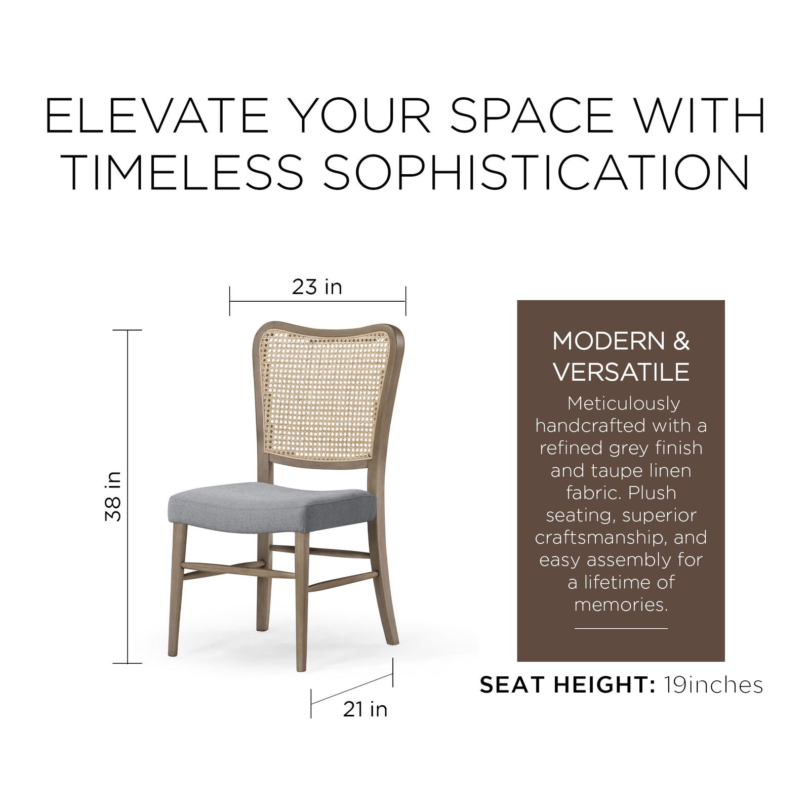 Maven Lane Wooden Dining Chair, Antique Grey & Slate Linen Fabric,Set of 2(Used) - VMInnovations