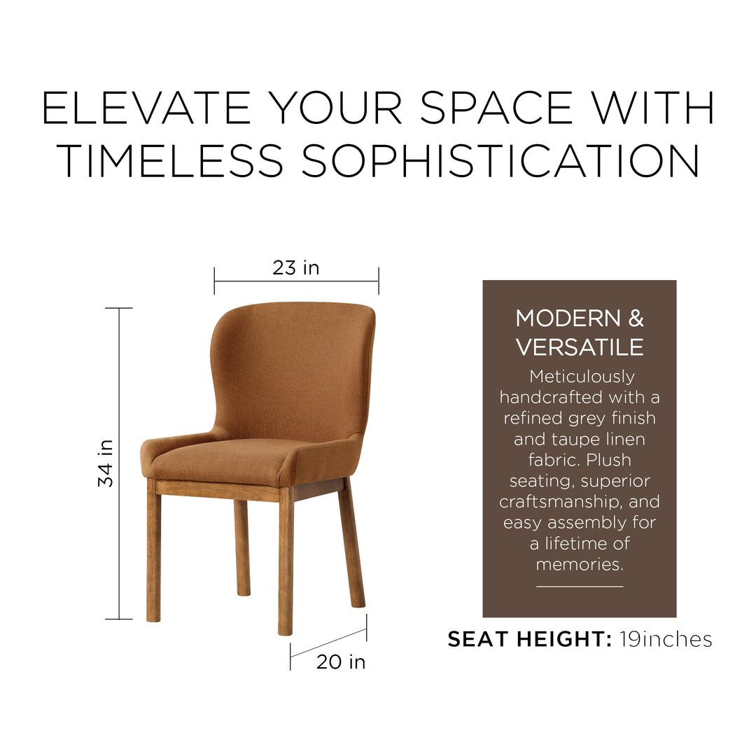 Maven Lane Contemporary Dining Chair, Refined Brown Finish w/Clay Fabric (Used)