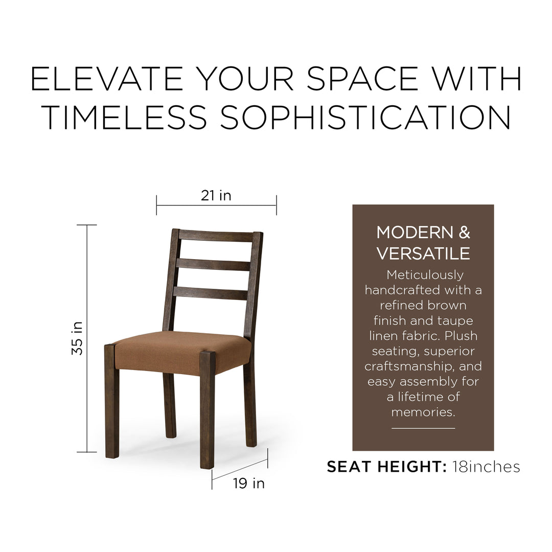 Maven Lane Willow Rustic Dining Chair, Brown with Clay Canvas Fabric, Set of 2
