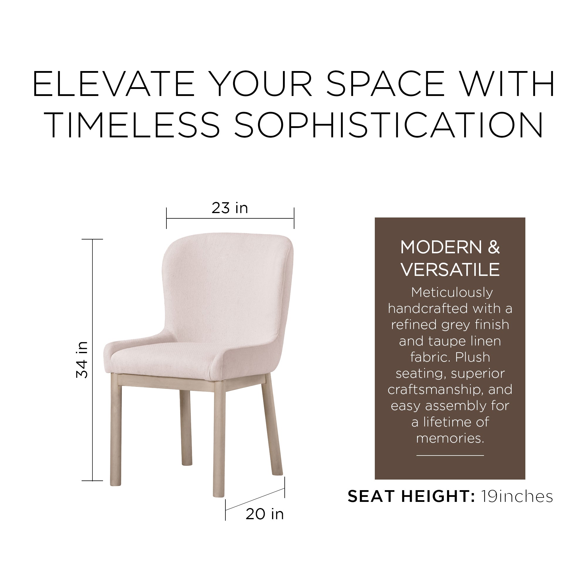 Maven Lane Gia Contemporary Dining Chair, Refined White, Cream Fabric, Set of 4