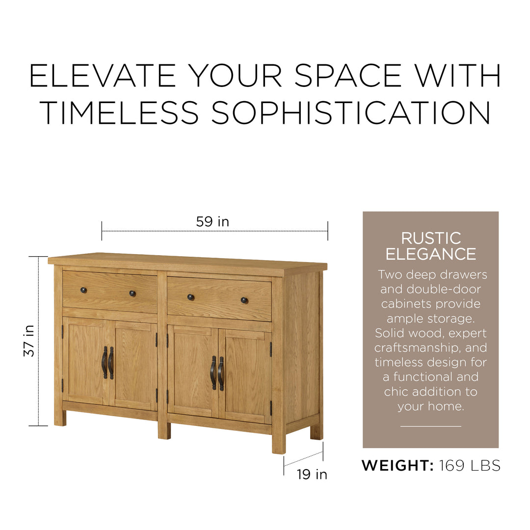 Maven Lane Felix Rustic Wooden Sideboard in Weathered Natural Finish