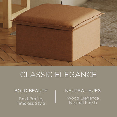 Maven Lane Claude Rustic Ottoman in Clay Fabric Upholstery