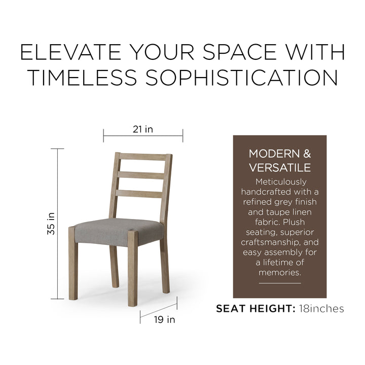 Maven Lane Rustic Dining Chair, Grey with Slate Linen Fabric, Set of 2 (Used)