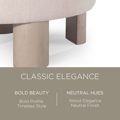Maven Lane Contemporary Upholstered Ottoman with Refined White Wood Finish(Used) - VMInnovations