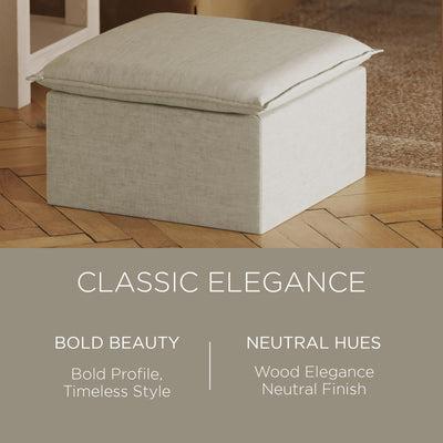 Maven Lane Claude Rustic Ottoman in Dove Fabric Upholstery (Used) - VMInnovations