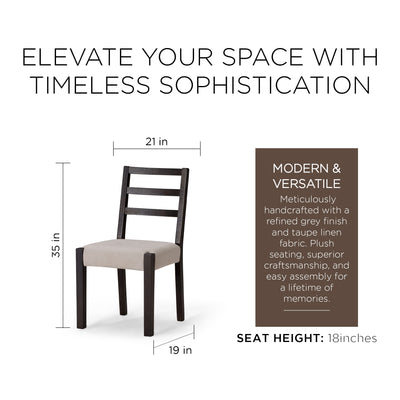Maven Lane Willow Rustic Dining Chair, Black w/Dove Weave Fabric, 2Pc(Open Box) - VMInnovations