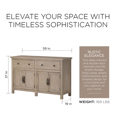 Maven Lane Felix Rustic Wooden Sideboard in Weathered Grey Finish (Used)