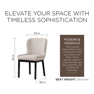 Maven Lane Gia Dining Chair, Refined Black Finish with Dove Fabric (Open Box) - VMInnovations