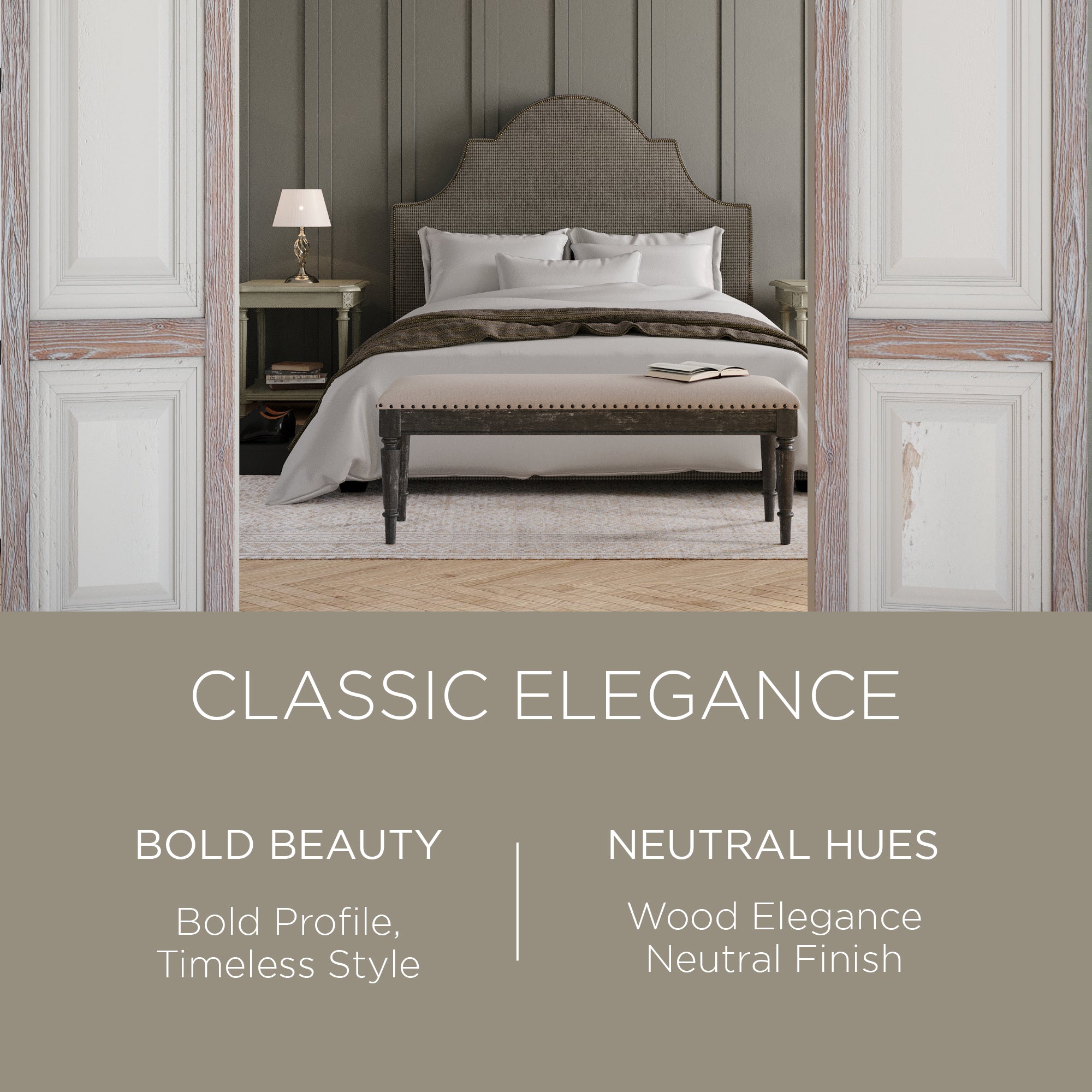 Maven Lane Elizabeth Traditional Upholstered Wooden Bench (Open Box) - VMInnovations