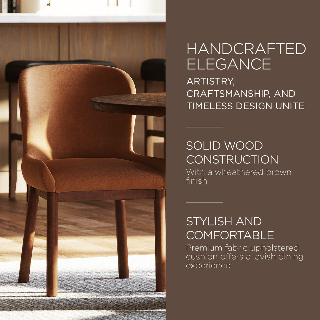 Maven Lane Contemporary Dining Chair, Refined Brown Finish w/Clay Fabric (Used)