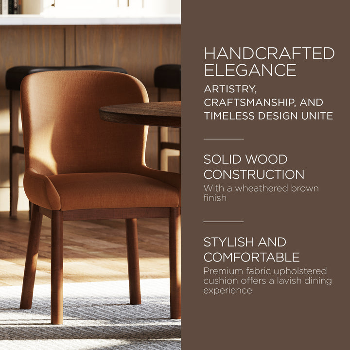 Maven Lane Contemporary Dining Chair, Refined Brown Finish w/Clay Fabric (Used)