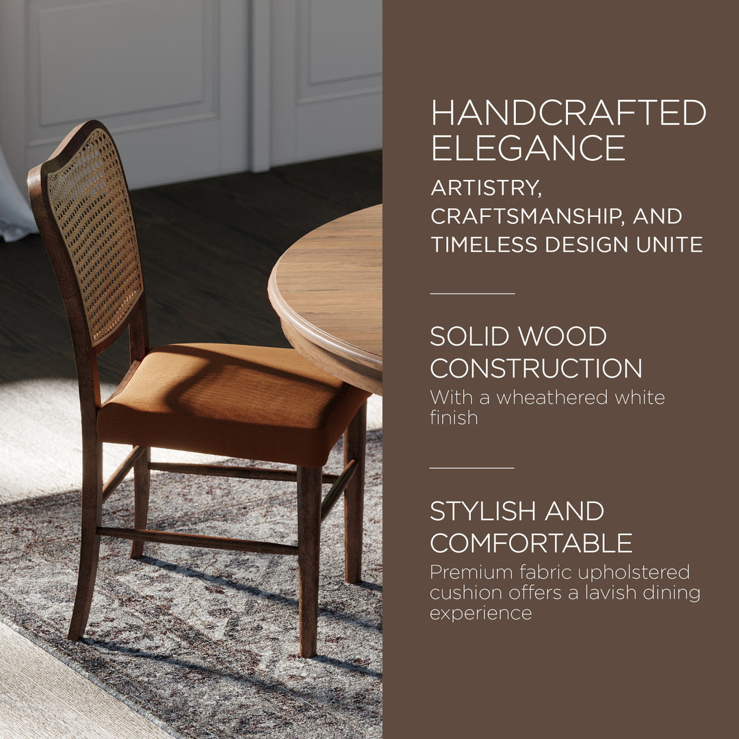 Maven Lane Vera Wood Dining Chair, Antique Brown Canvas Fabric, 2 CT(Open Box) - VMInnovations