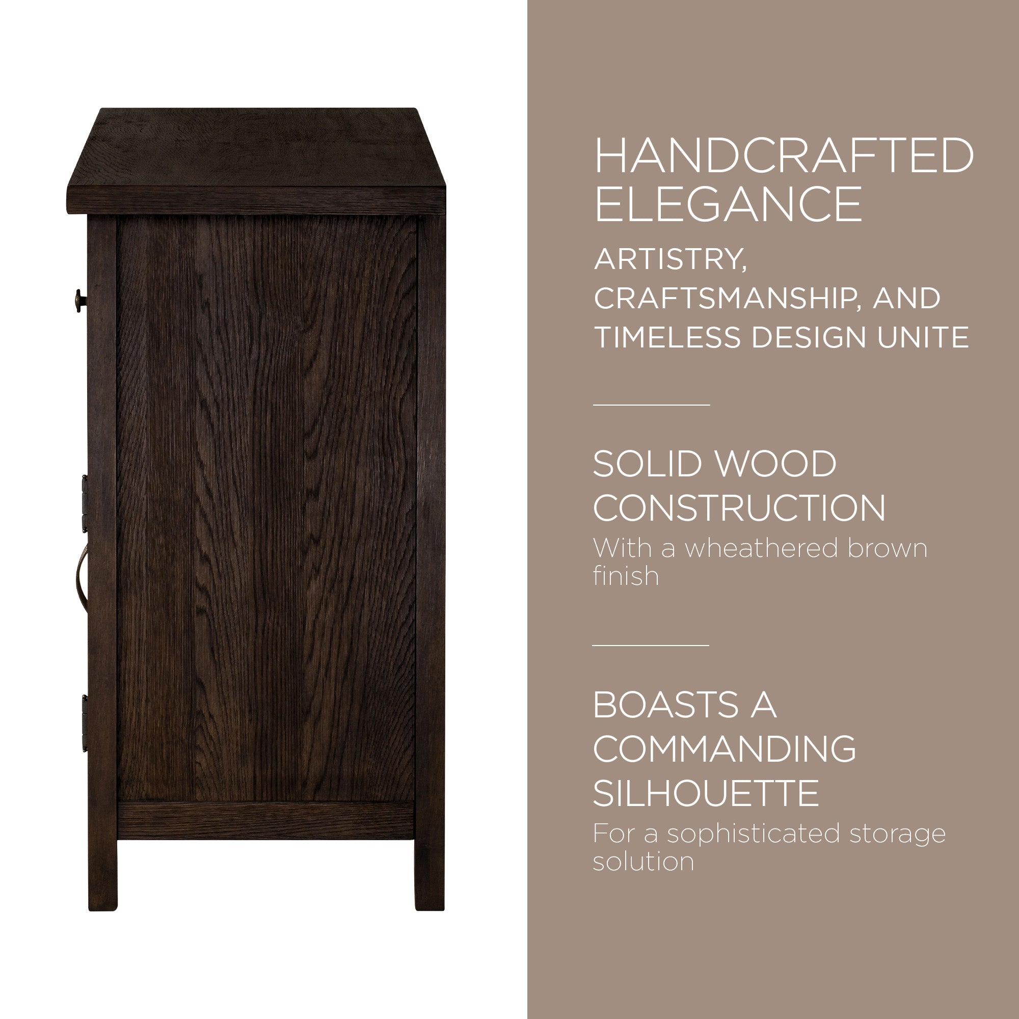 Maven Lane Felix Rustic Wooden Sideboard in Weathered Brown Finish (Open Box) - VMInnovations