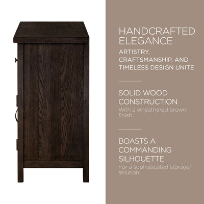 Maven Lane Felix Rustic Wooden Sideboard in Weathered Brown Finish (Open Box) - VMInnovations