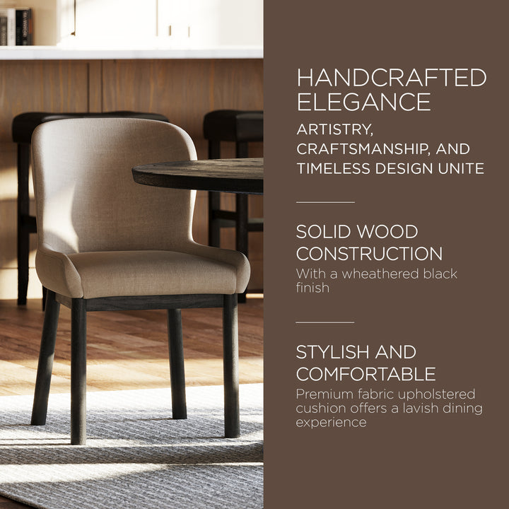 Maven Lane Gia Dining Chair, Refined Black Finish with Dove Fabric (Open Box) - VMInnovations