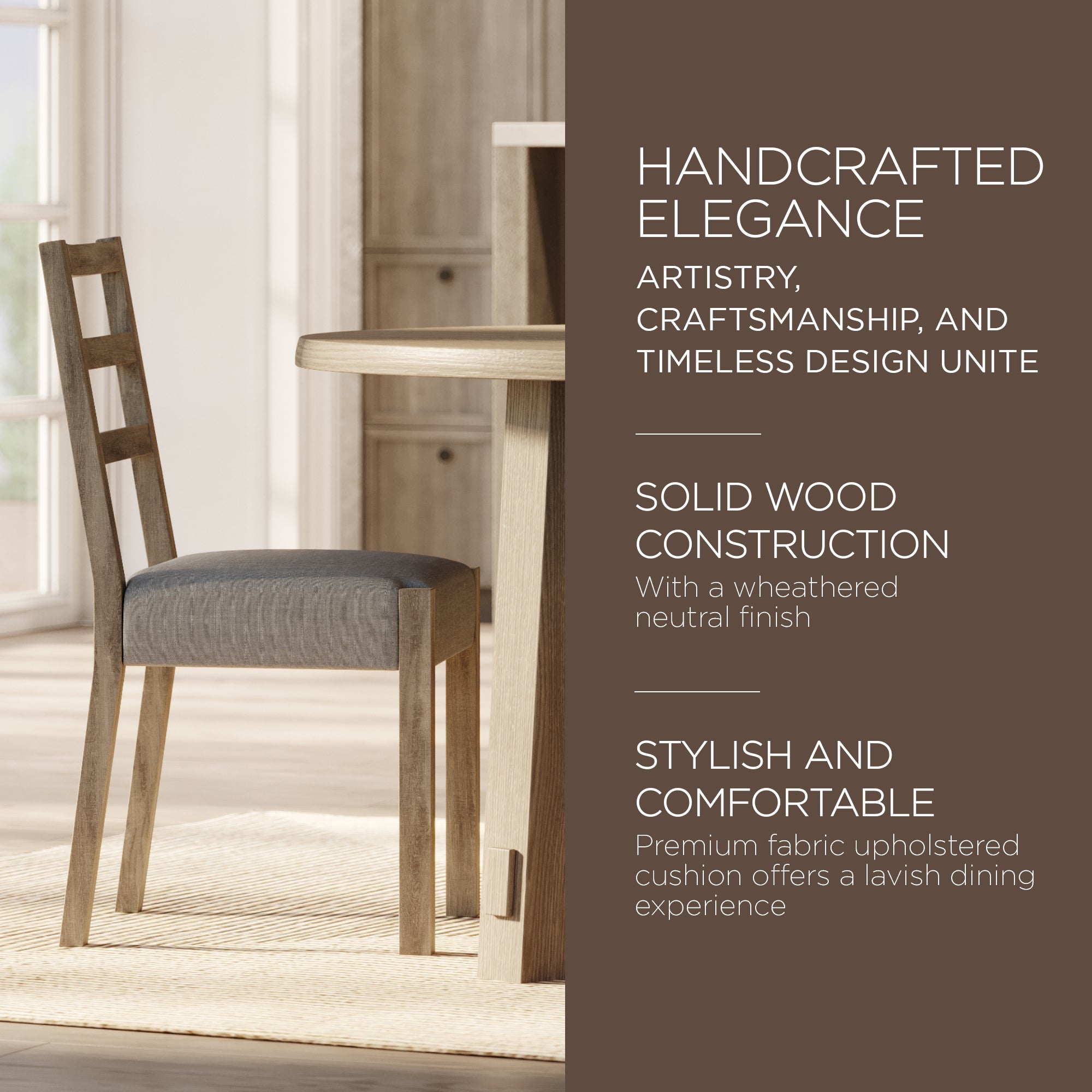 Maven Lane Rustic Dining Chair, Grey with Slate Linen Fabric, Set of 2 (Used) - VMInnovations
