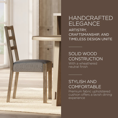 Maven Lane Rustic Dining Chair, Grey with Slate Linen Fabric, Set of 2 (Used) - VMInnovations
