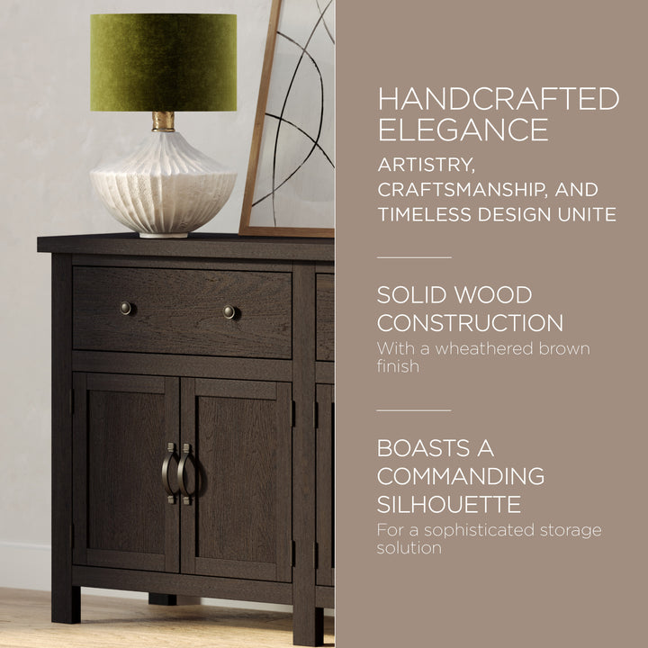 Maven Lane Felix Rustic Wooden Sideboard in Weathered Brown Finish