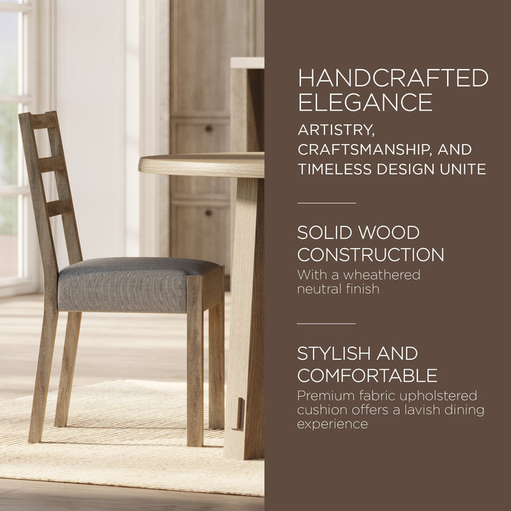 Maven Lane Rustic Dining Chair, Grey with Slate Linen Fabric, Set of 2 (Used)