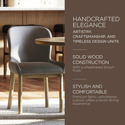 Maven Lane Gia Contemporary Dining Chair, Refined Grey w/Taupe Fabric (Open Box) - VMInnovations