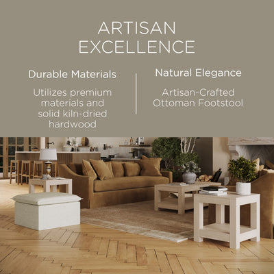 Maven Lane Claude Rustic Ottoman in Dove Fabric Upholstery (Used) - VMInnovations