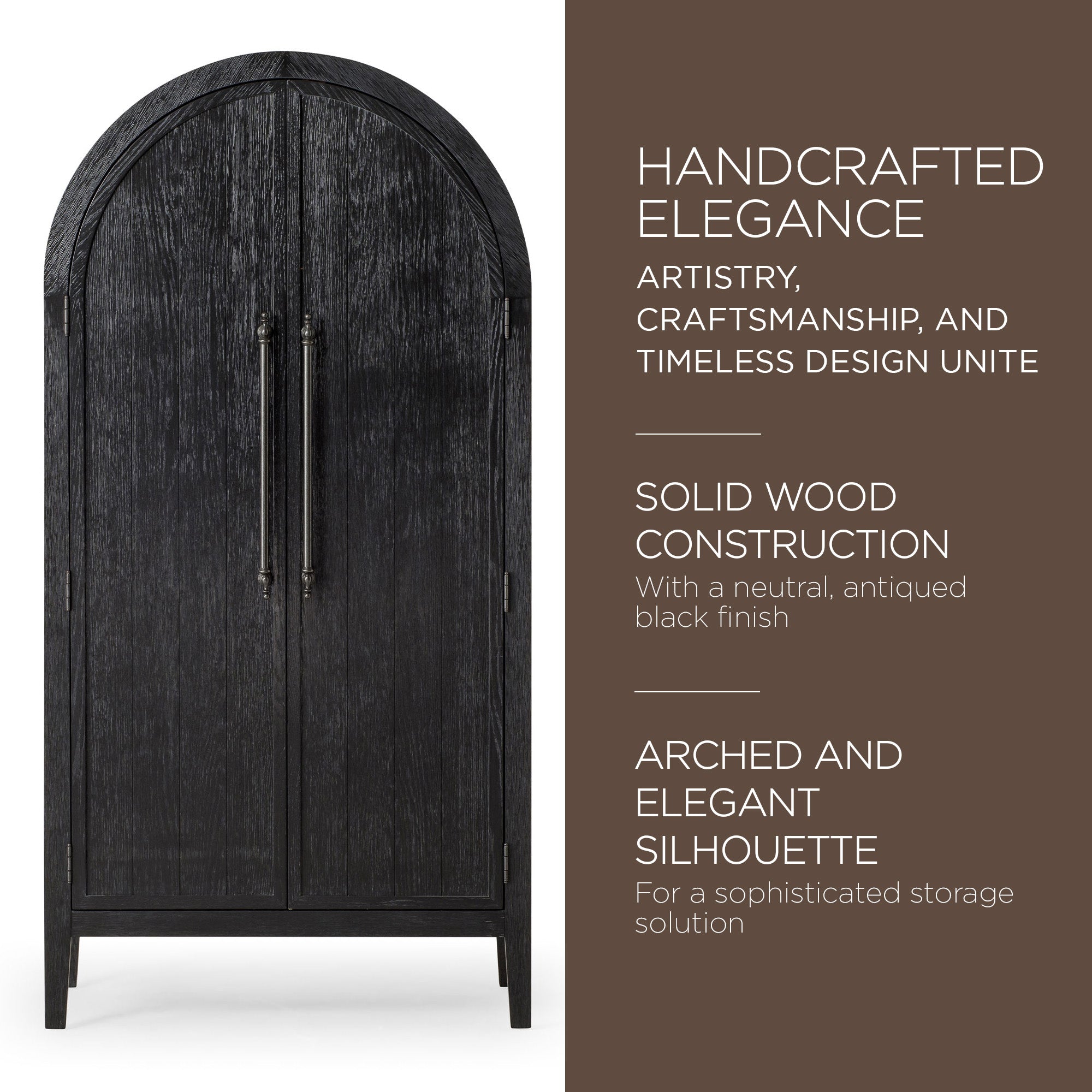 Maven Lane Selene Classical Wooden Cabinet in Antiqued Black Finish (For Parts) - VMInnovations