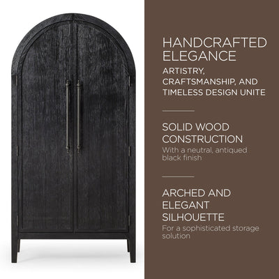 Maven Lane Selene Classical Wooden Cabinet in Antiqued Black Finish (For Parts) - VMInnovations