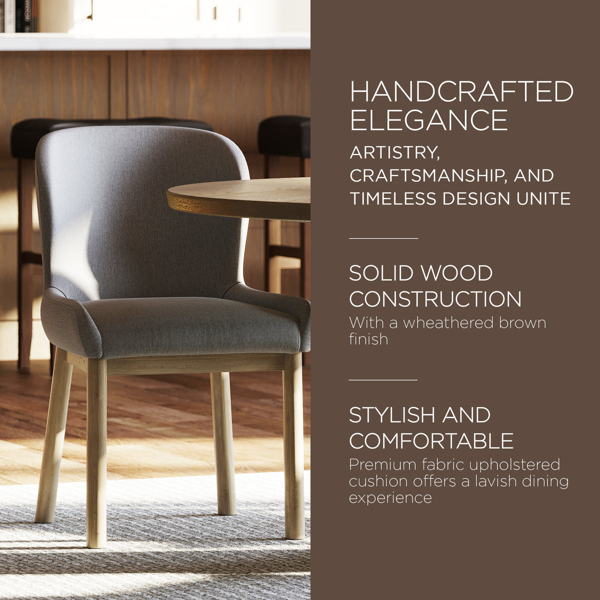 Maven Lane Gia Contemporary Dining Chair, Refined Grey w/ Taupe Fabric, Set of 6