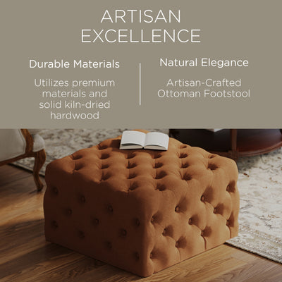 Maven Lane Henry Traditional Ottoman in Clay Fabric Upholstery (Used)