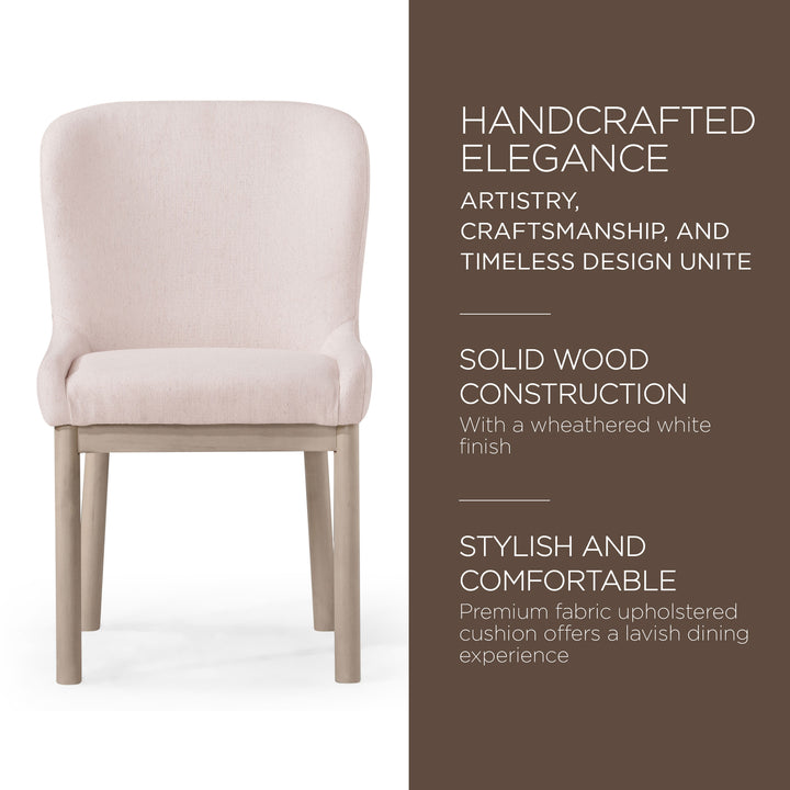 Maven Lane Gia Dining Chair, Refined White Finish with Cream Fabric (Used) - VMInnovations