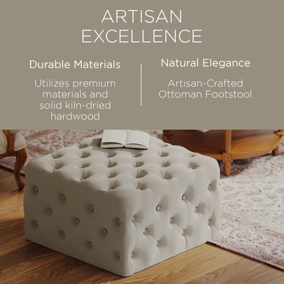 Maven Lane Henry Traditional Ottoman in Dove Fabric Upholstery - VMInnovations