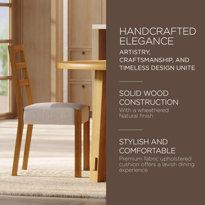 Maven Lane Willow Dining Chair, Natural with Taupe Fabric, Set of 2 (Open Box) - VMInnovations