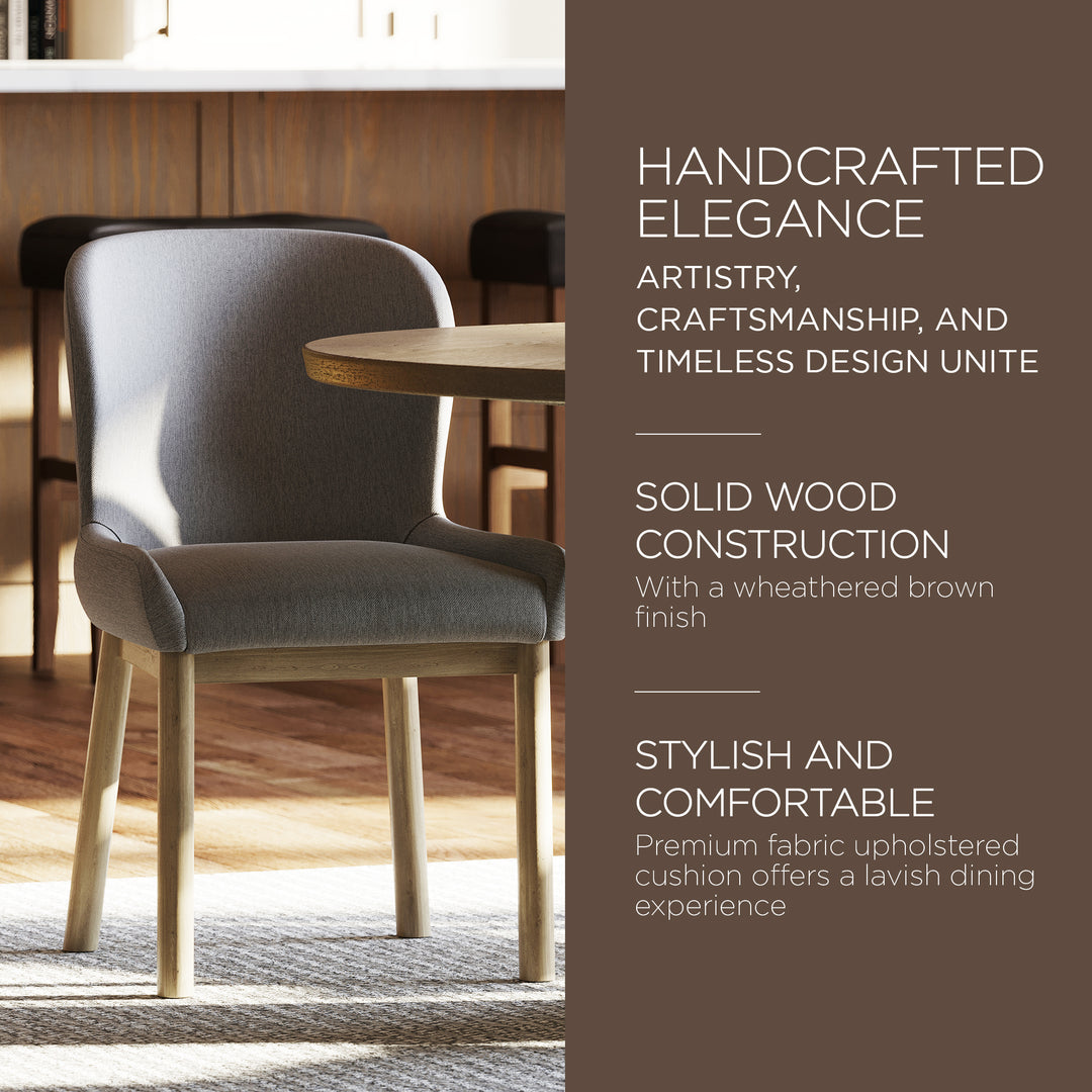 Maven Lane Contemporary Dining Chair, Refined Grey Finish w/Taupe Fabric (Used)