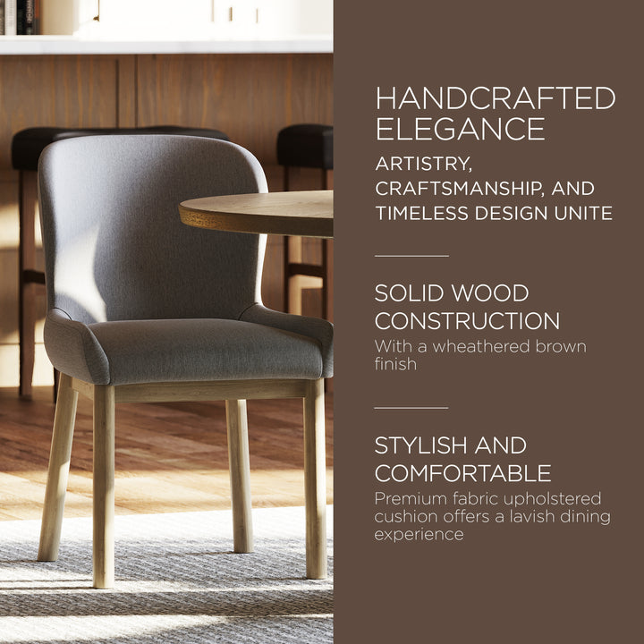 Maven Lane Contemporary Dining Chair, Refined Grey Finish w/Taupe Fabric (Used)