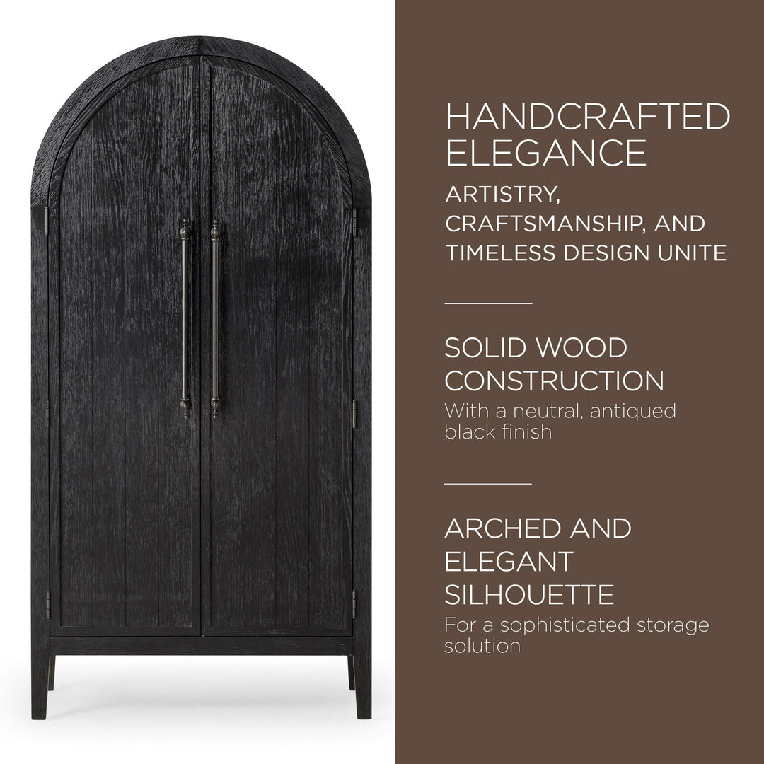 Maven Lane Selene Classical Wooden Cabinet in Antiqued Black Finish (Used) - VMInnovations