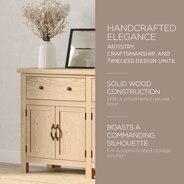 Maven Lane Felix Rustic Wooden Sideboard in Weathered Natural Finish