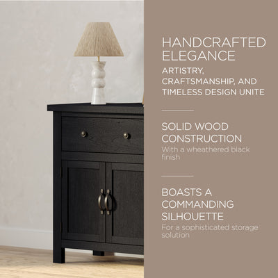 Maven Lane Felix Rustic Wooden Sideboard in Weathered Black Finish (For Parts)