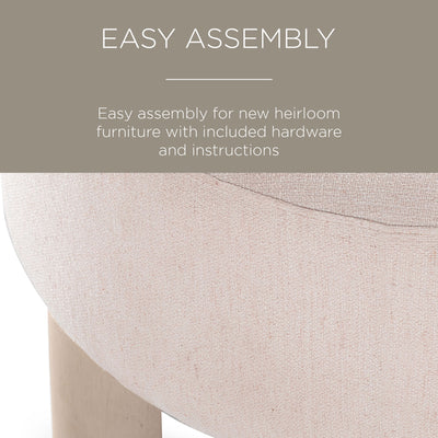 Maven Lane Contemporary Upholstered Ottoman with Refined White Wood Finish(Used) - VMInnovations