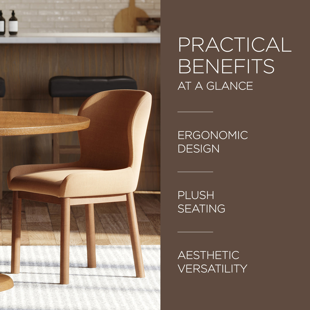 Maven Lane Gia Contemporary Dining Chair, Refined Brown, Clay Fabric, Set of 2 - VMInnovations