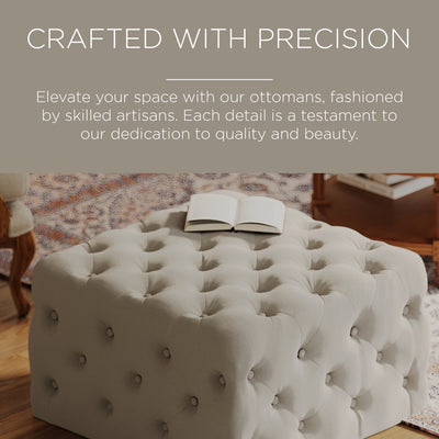 Maven Lane Henry Traditional Ottoman in Dove Fabric Upholstery (Open Box) - VMInnovations